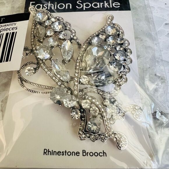 FASHION SPARKLE Women's Rhinestone Butterfly Brooch Set of 3 NWT - Picture 6 of 6